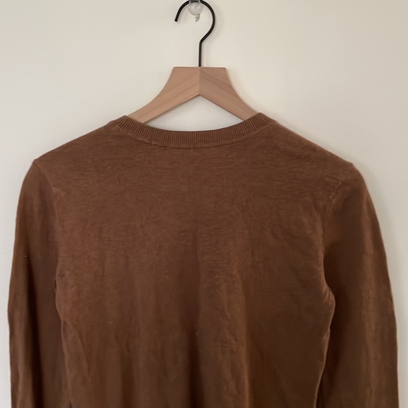 Everlane | Organic Cotton Dark Camel Crew Neck Knit Sweater Size XL - Picture 6 of 9